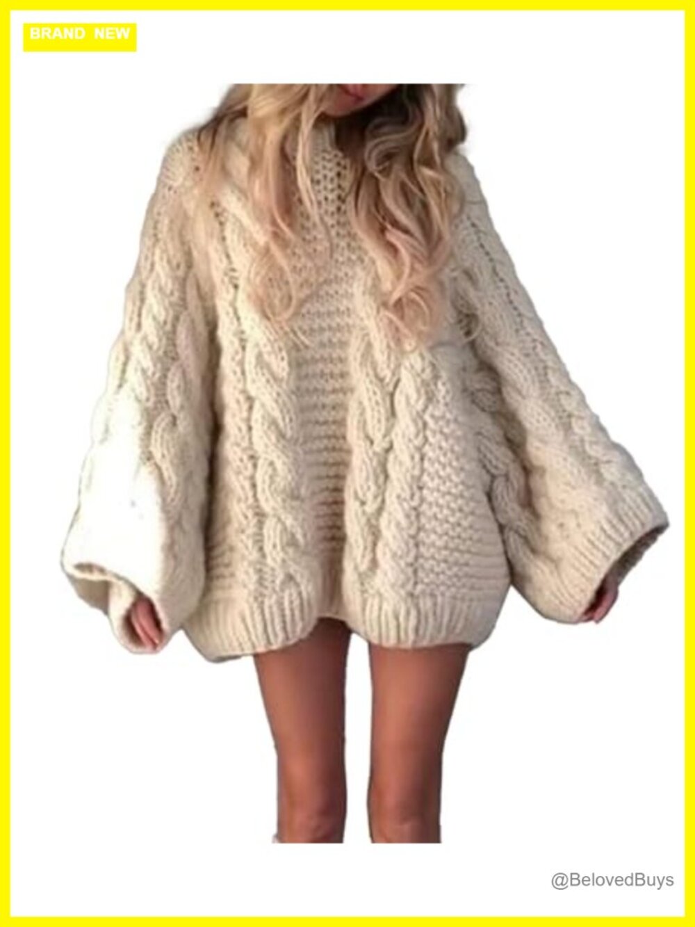 Oversized Chunky Cable Knit Sweater Long Sleeve Crewneck Pullover Slouchy Y2K